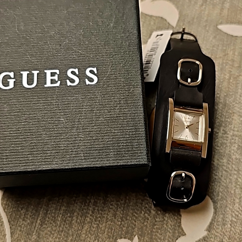 Guess watch with genuine leather strap